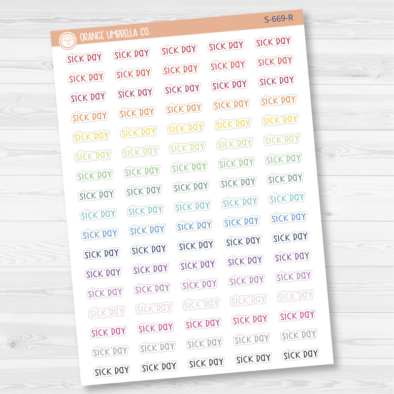 Sick Day Script Planner Stickers | F3  | S-669