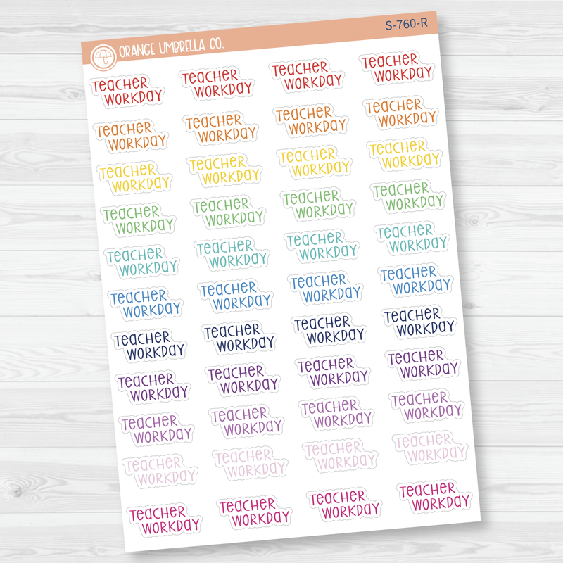 Teacher Workday Script Planner Stickers | F3 | S-760