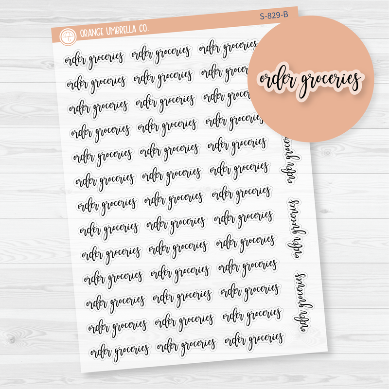 Order Groceries Script Planner Stickers | F2 Clear Matte | S-829-BCM