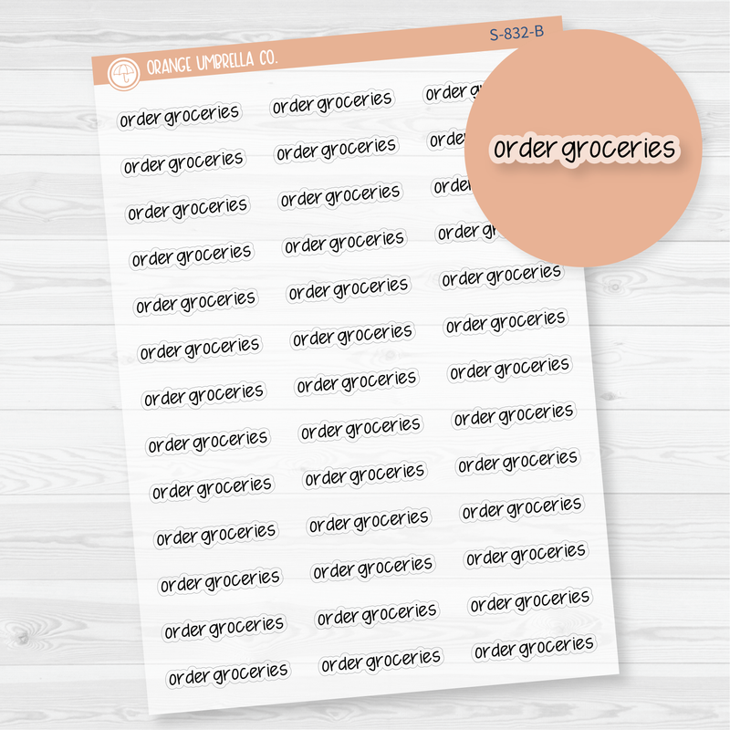Order Groceries Jen Plans Script Planner Stickers | FJP Clear Matte | S-832-BCM
