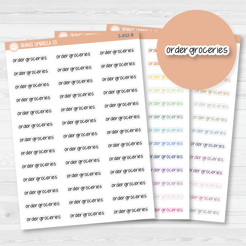 Order Groceries Jen Plans Script Planner Stickers | FJP | S-832