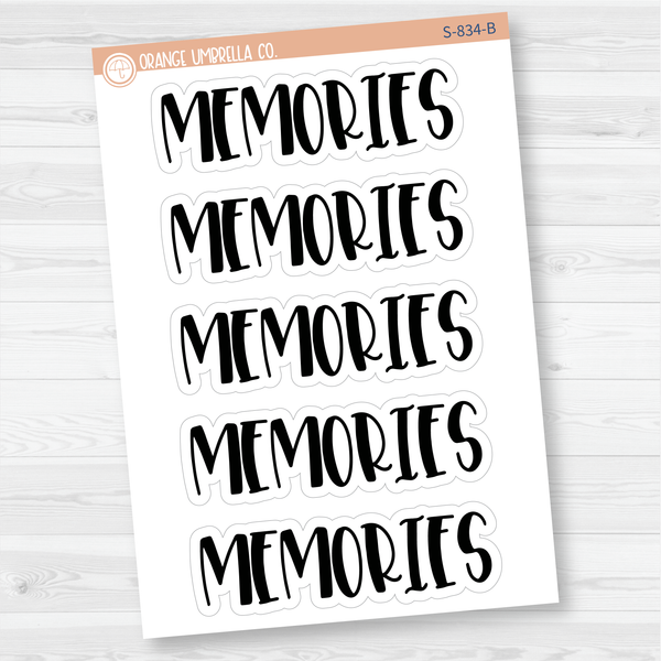 Memories Header Script Planner Stickers | F1 | S-834-B