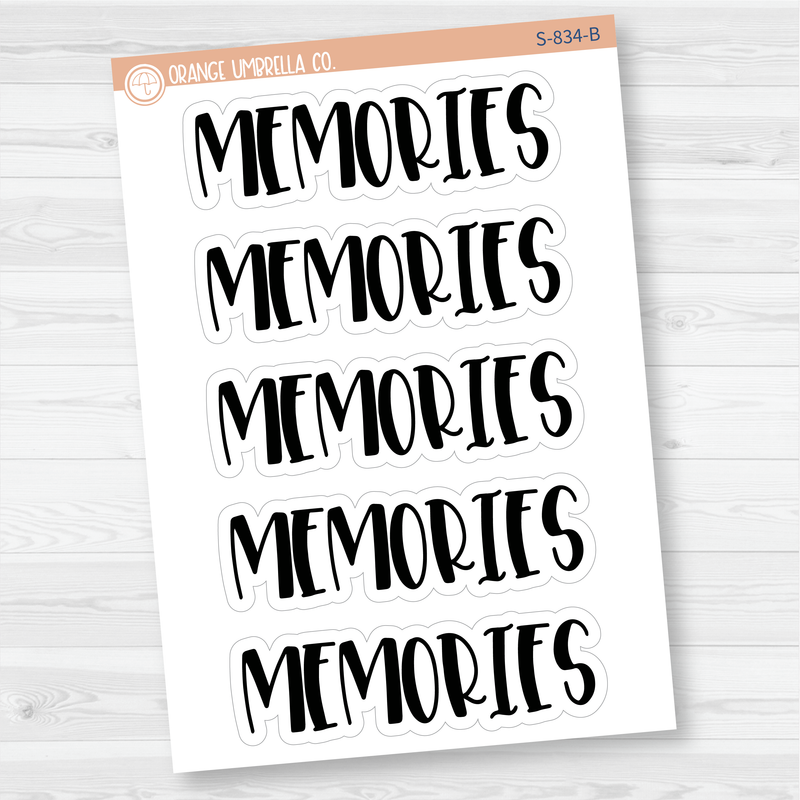 Memories Header Script Planner Stickers | F1 | S-834-B