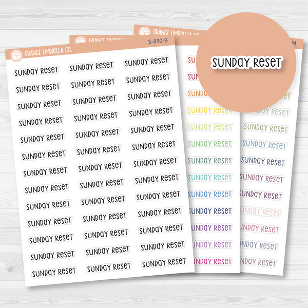 Sunday Reset Script Planner Stickers | F3 | S-850