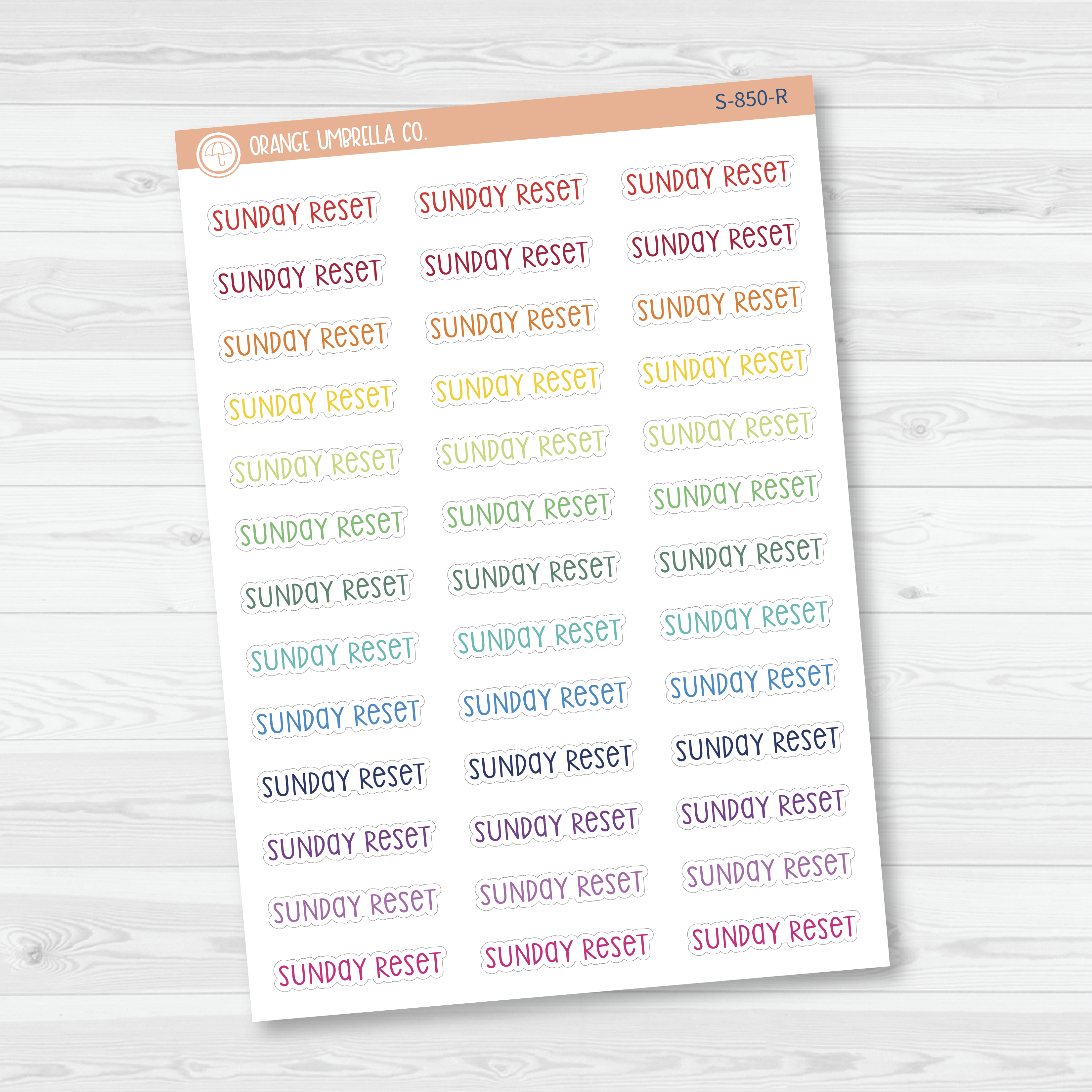 Sunday Reset Script Planner Stickers | F3 | S-850