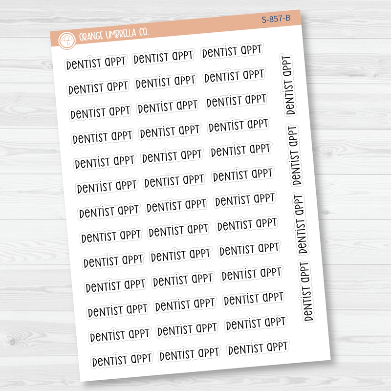 Dentist Appt Script Planner Stickers | F3 | S-857