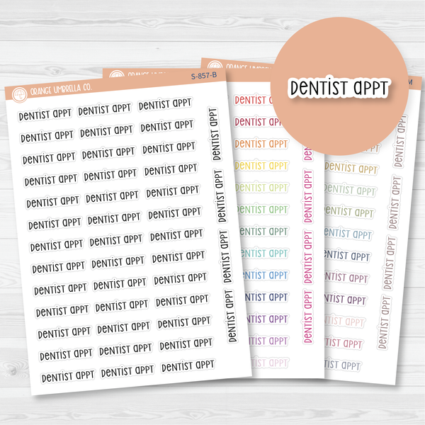 Dentist Appt Script Planner Stickers | F3 | S-857