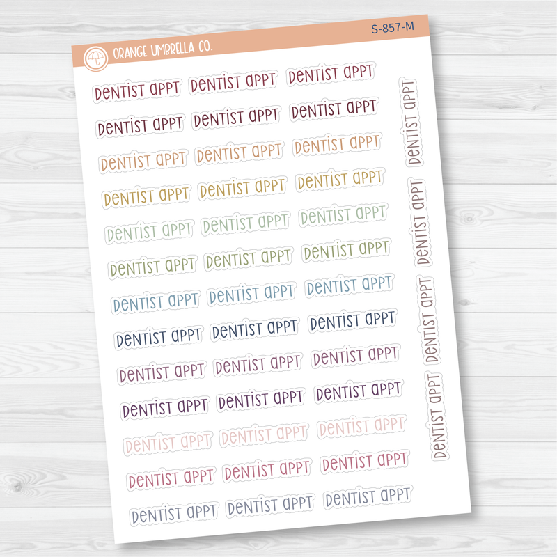 Dentist Appt Script Planner Stickers | F3 | S-857