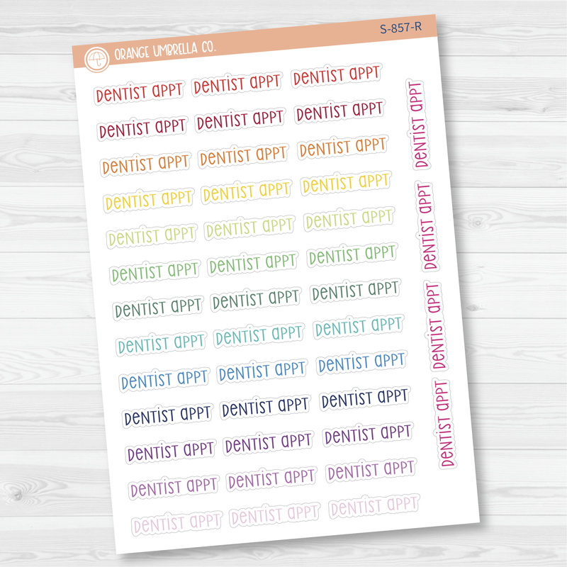 Dentist Appt Script Planner Stickers | F3 | S-857