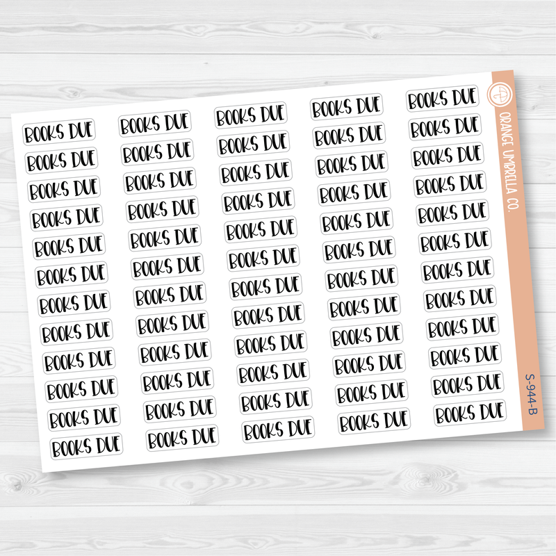 Books Due Script Planner Stickers | F1  | S-944