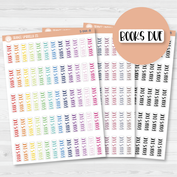 Books Due Script Planner Stickers | F1 | S-944