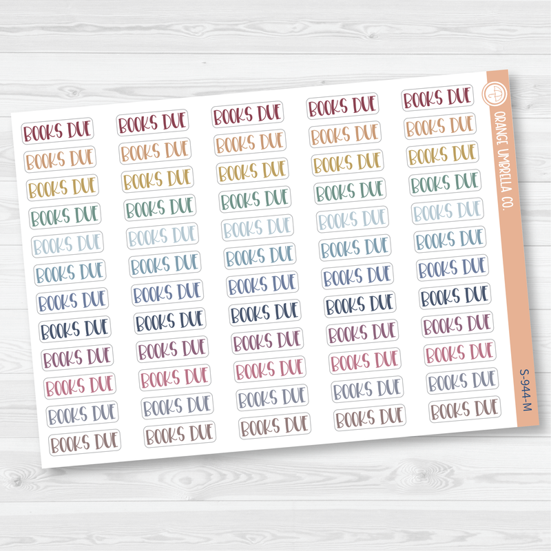 Books Due Script Planner Stickers | F1  | S-944