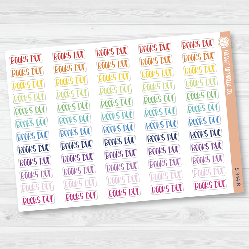 Books Due Script Planner Stickers | F1  | S-944