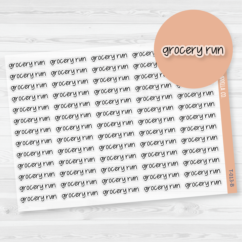 CLEARANCE | Grocery Run Jen Plans Script Planner Stickers | FJP Clear Matte | T-013-BCM / 904-153