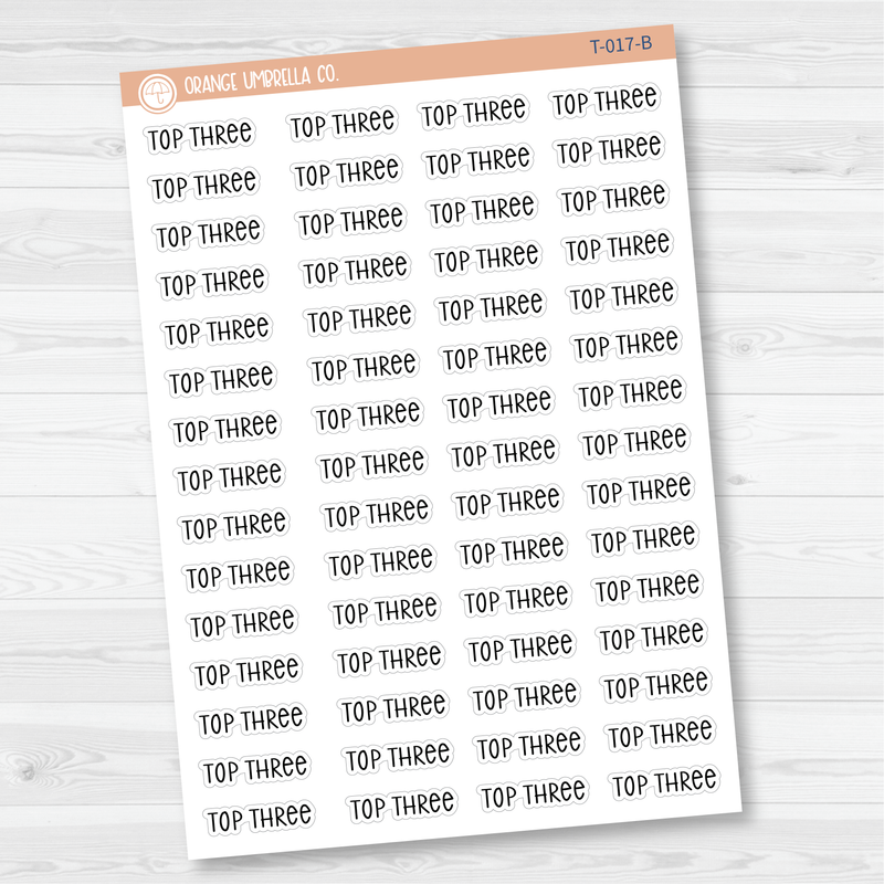 Top Three Script Planner Stickers | F3 | T-017