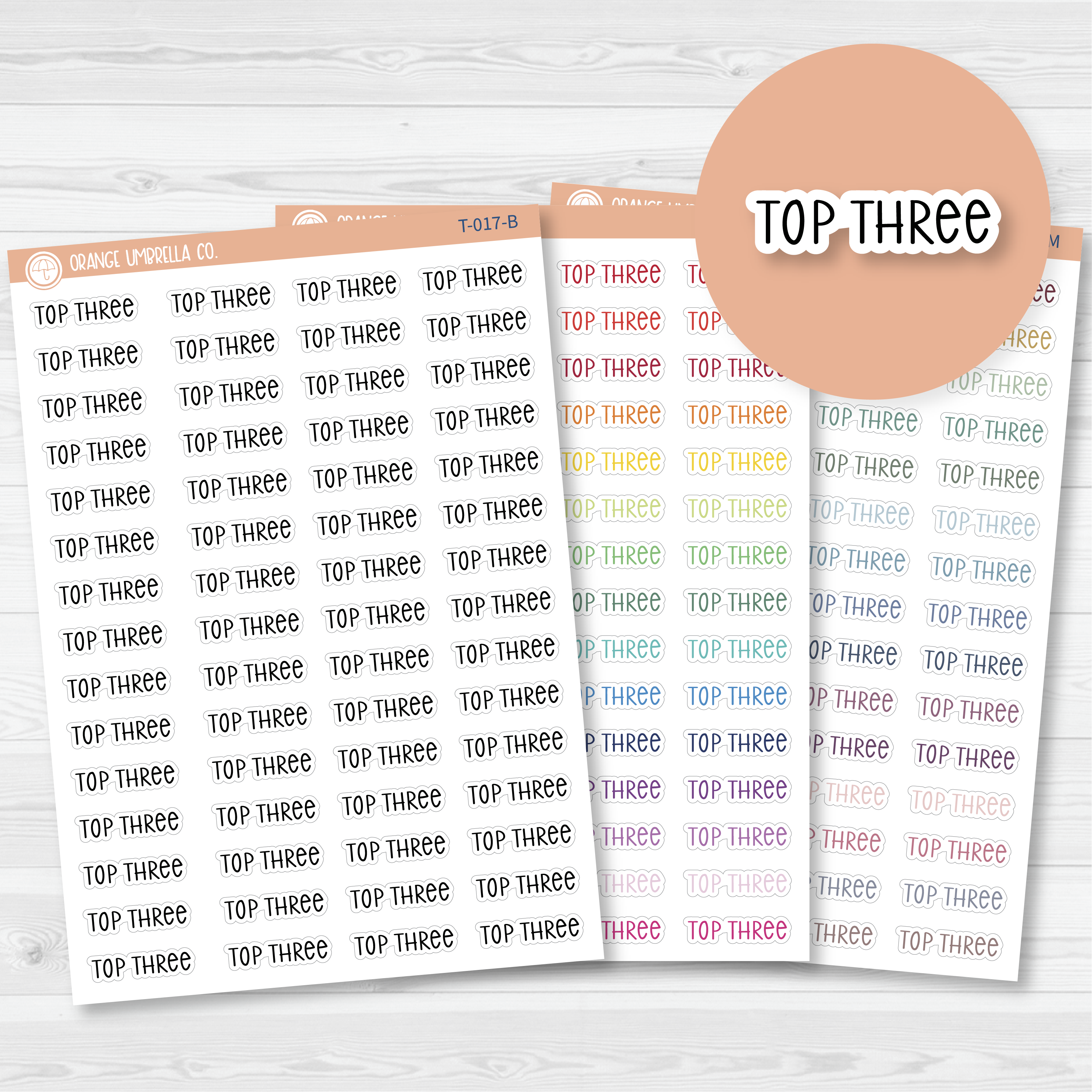 Top Three Script Planner Stickers | F3 | T-017