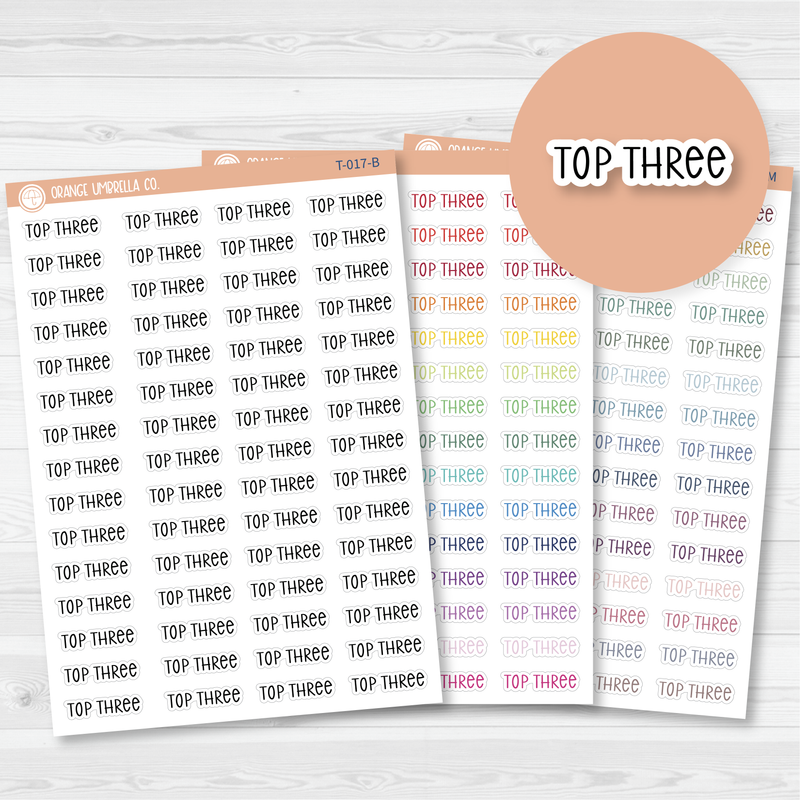 Top Three Script Planner Stickers | F3 | T-017