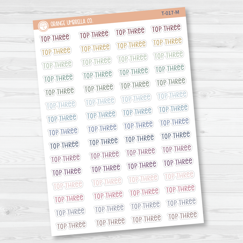 Top Three Script Planner Stickers | F3 | T-017