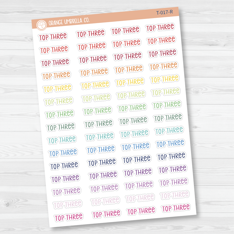 Top Three Script Planner Stickers | F3 | T-017