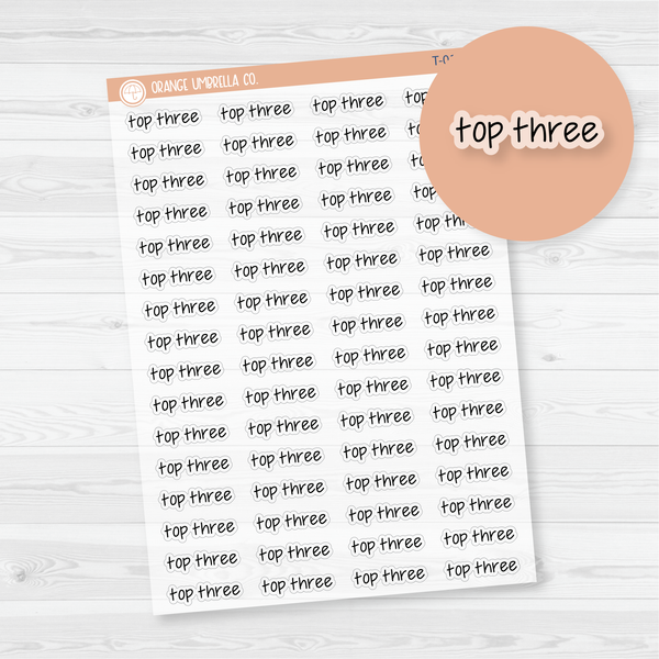 Top Three Jen Plans Script Planner Stickers | FJP Clear Matte | T-018-BCM