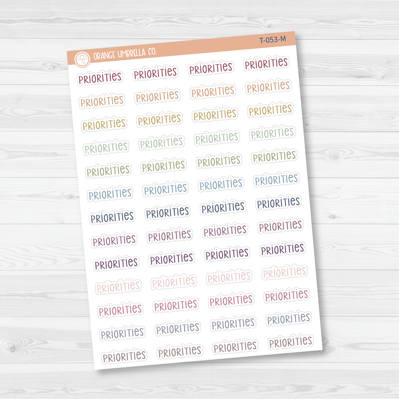 CLEARANCE | Priorities Script Planner Stickers | F3 | T-053 / 904-264