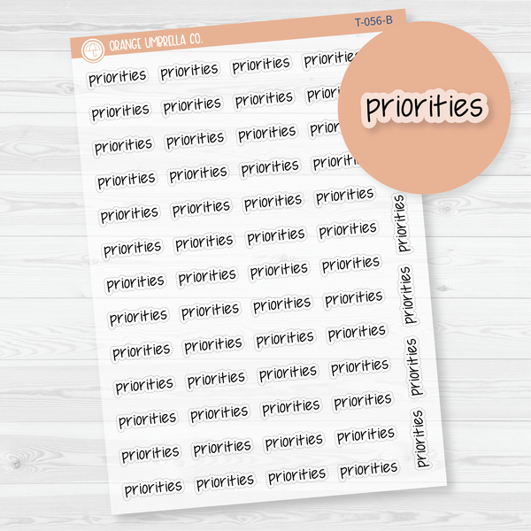 Priorities Jen Plans Script Planner Stickers | FJP Clear Matte | T-056-BCM