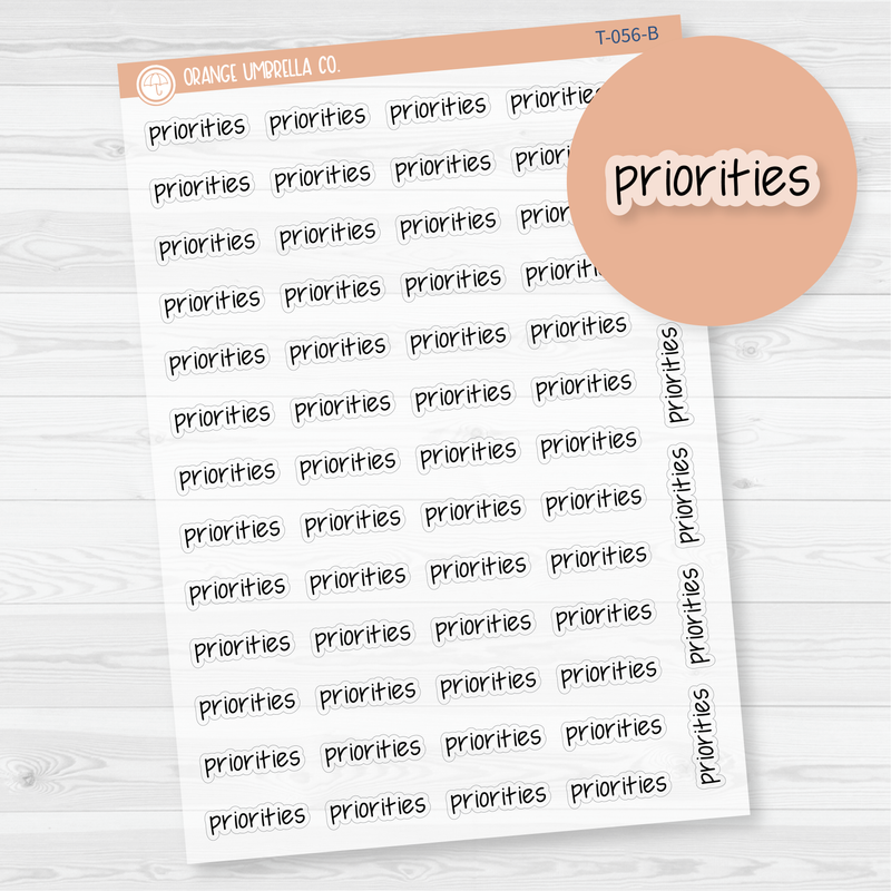 Priorities Jen Plans Script Planner Stickers | FJP Clear Matte | T-056-BCM