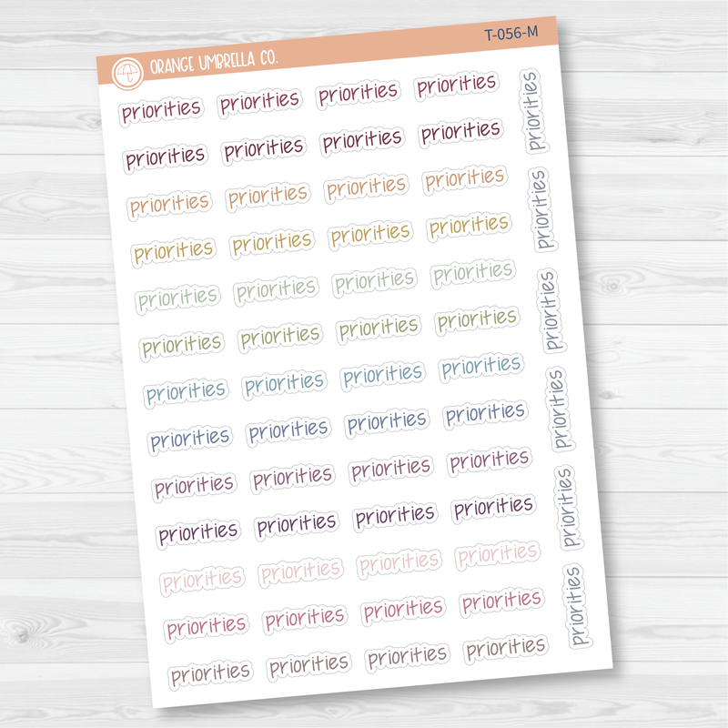 Priorities Jen Plans Script Planner Stickers | FJP | T-056