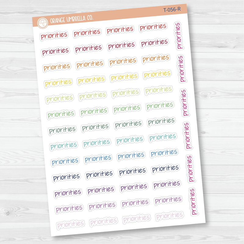 Priorities Jen Plans Script Planner Stickers | FJP | T-056