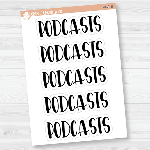 Podcasts Header Script Planner Stickers | F1 | T-069-B