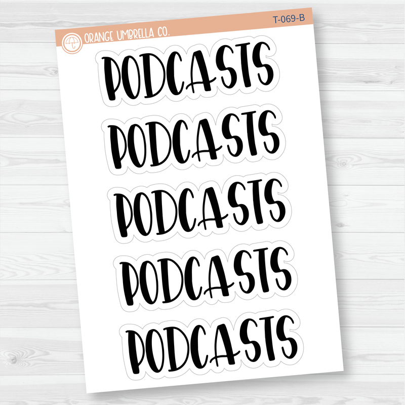 Podcasts Header Script Planner Stickers | F1 | T-069-B / 925-035