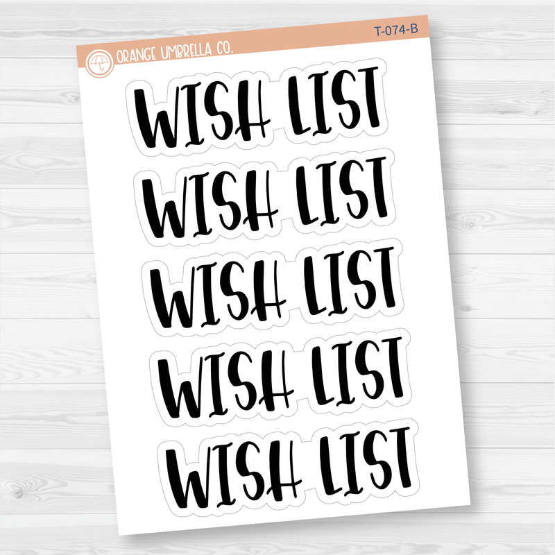 Wish List Header Script Planner Stickers | F1 | T-074-B