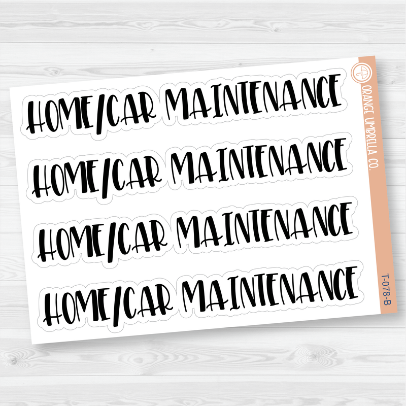 Home/Car Maintenance Header Script Planner Stickers | F1 | T-078-B / 925-044