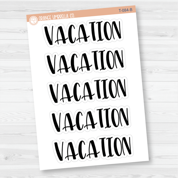 Vacation Header Script Planner Stickers | F1 | T-084-B / 925-053