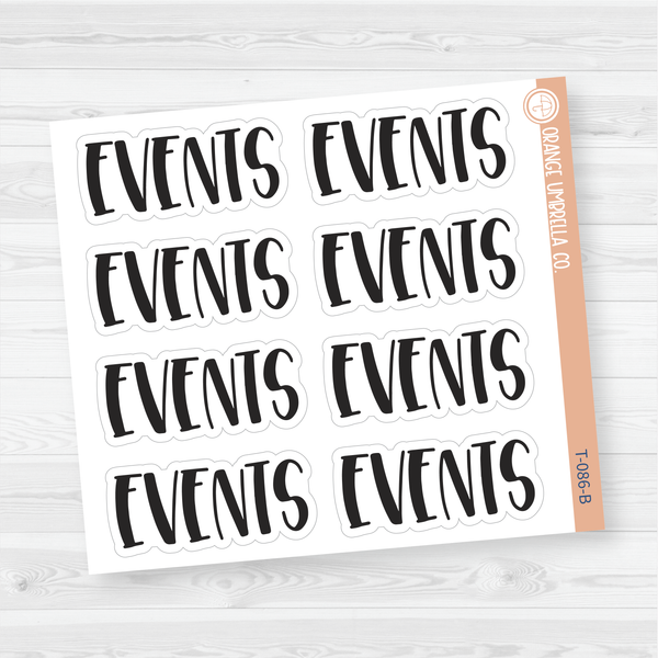 Events Header Script Planner Stickers |  F1  | T-086-B / 925-055