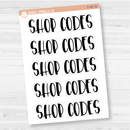 Shop Codes Header Planner Stickers | F1 | T-087-B