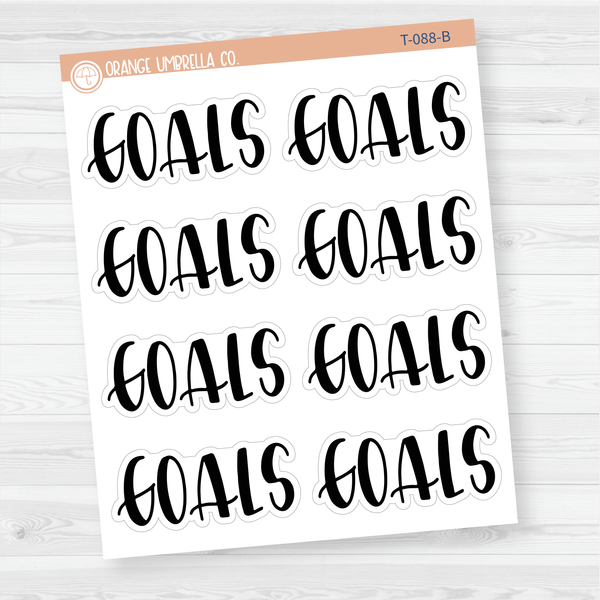 Goals Header Script Planner Stickers | F1 | T-088-B / 925-057-001S-WH