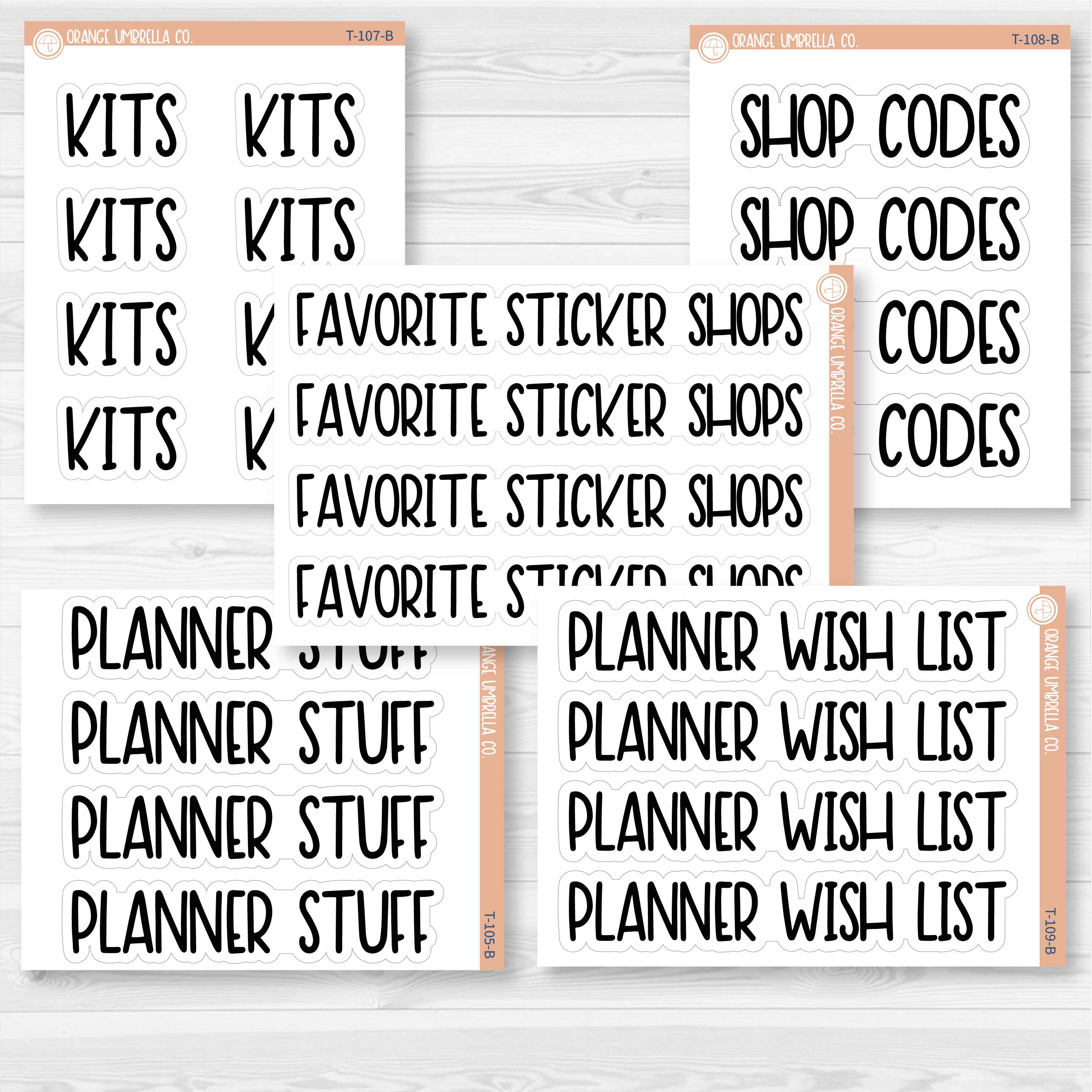Hobby Dashboard Header Script Planner Stickers | F8 | T-105 - T-109