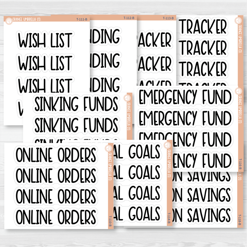 Budgeting Dashboard Header Script Planner Stickers | F8 | T-110-118-B