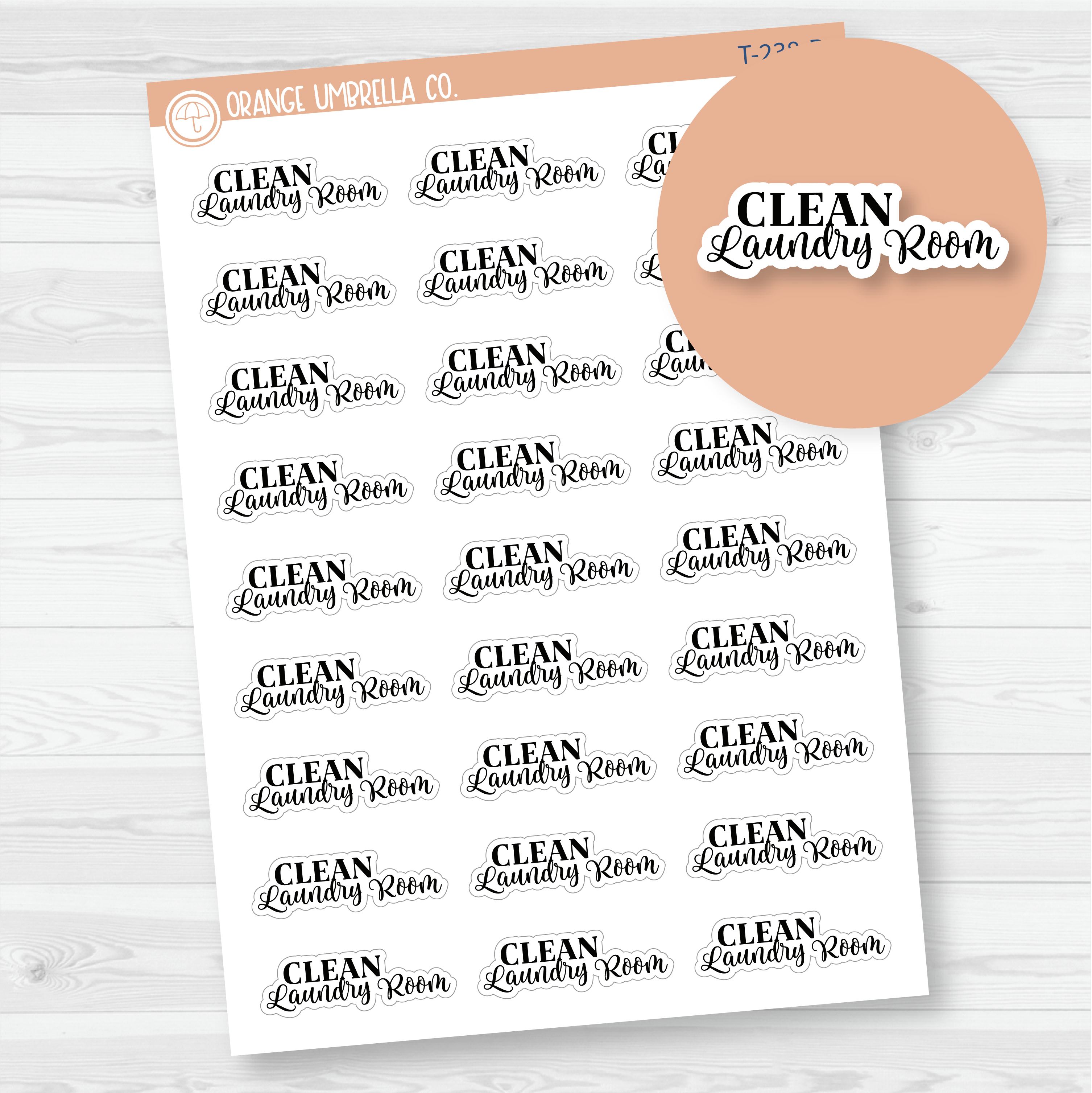 Clean Laundry Room Script Planner Stickers | FC10 | T-238-B