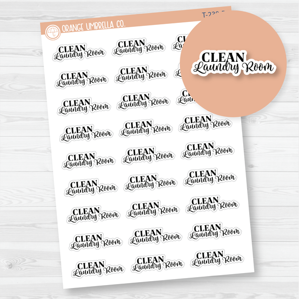 Clean Laundry Room Script Planner Stickers | FC10 | T-238-B