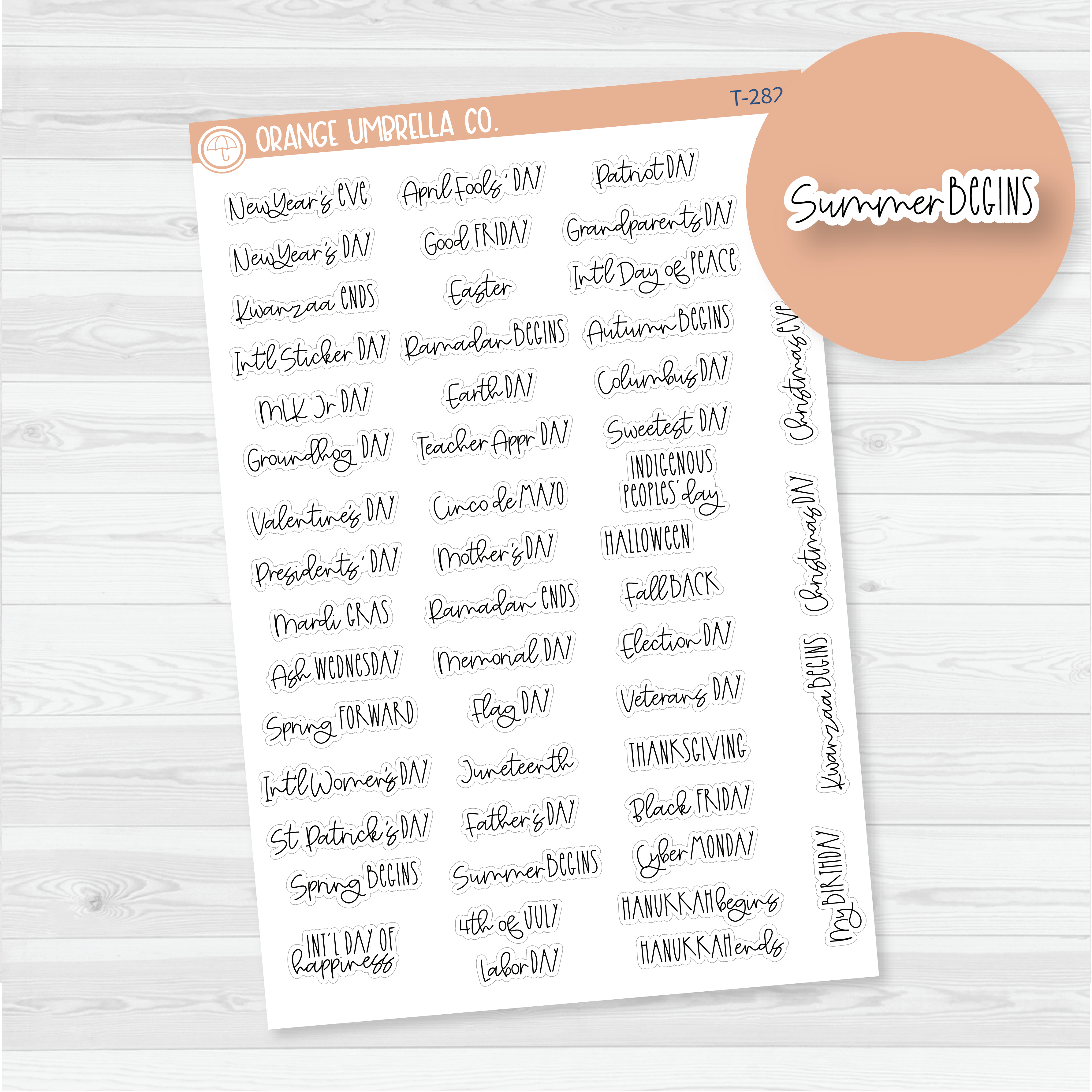 US Holidays Script Planner Stickers | FC12 | T-282-B