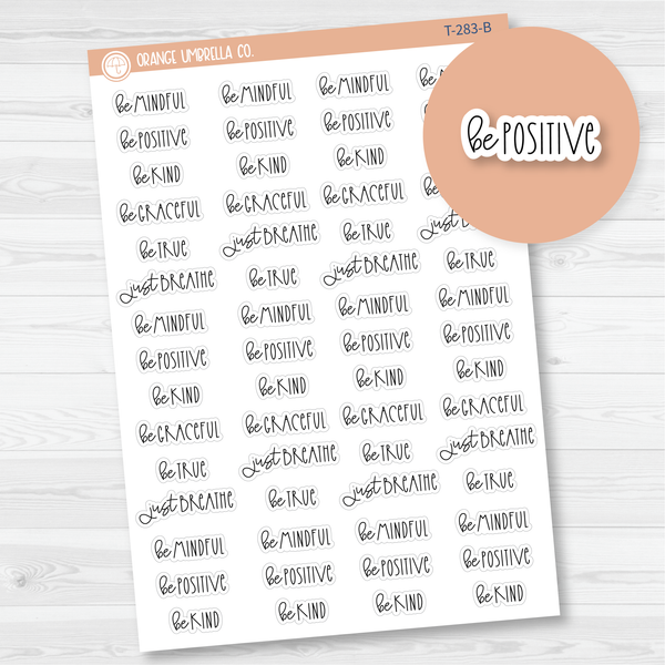 Inspirational Quotes Mixed Sheet Script Planner Stickers | FC12 | T-283-B