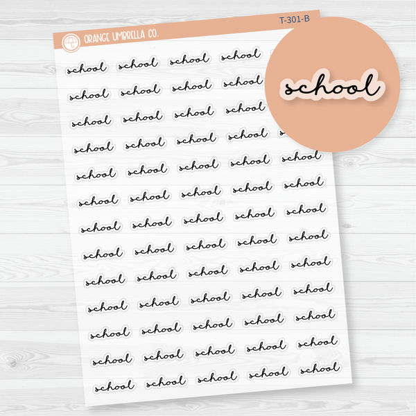 School Script Planner Stickers | F5 Clear Matte | T-301-BCM