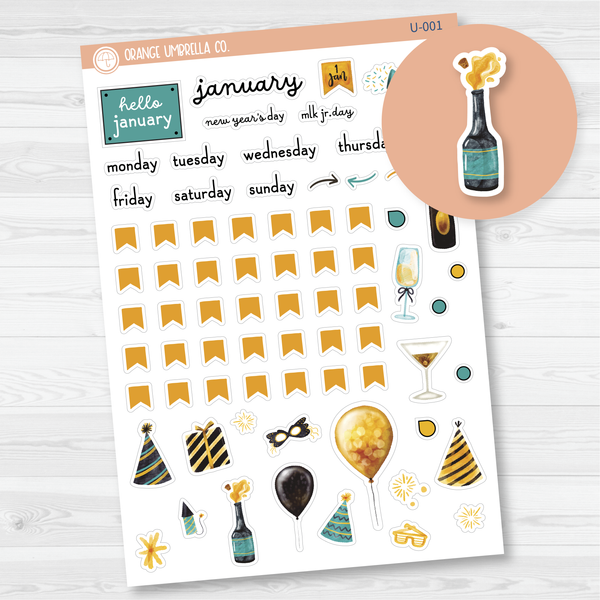 Build Your Own Journal Kit Planner Stickers | January F16 | U-001