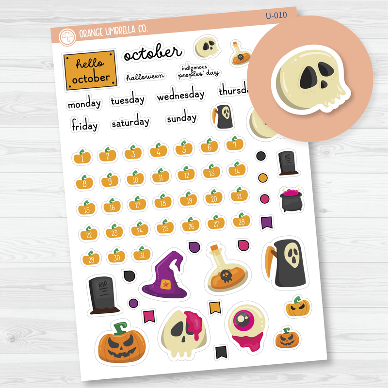 Build Your Own Journal Kit Planner Stickers | October F16 | U-010