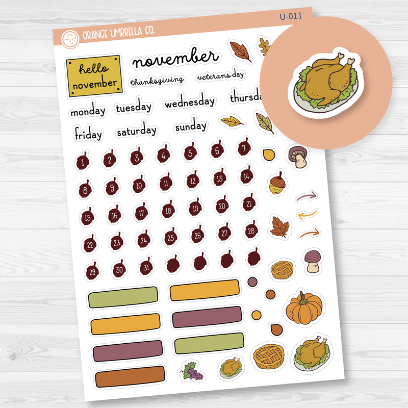 Build Your Own Journal Kit Planner Stickers | November F16 | U-011