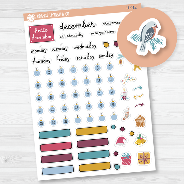 Build Your Own Journal Kit Planner Stickers | December F16 | U-012