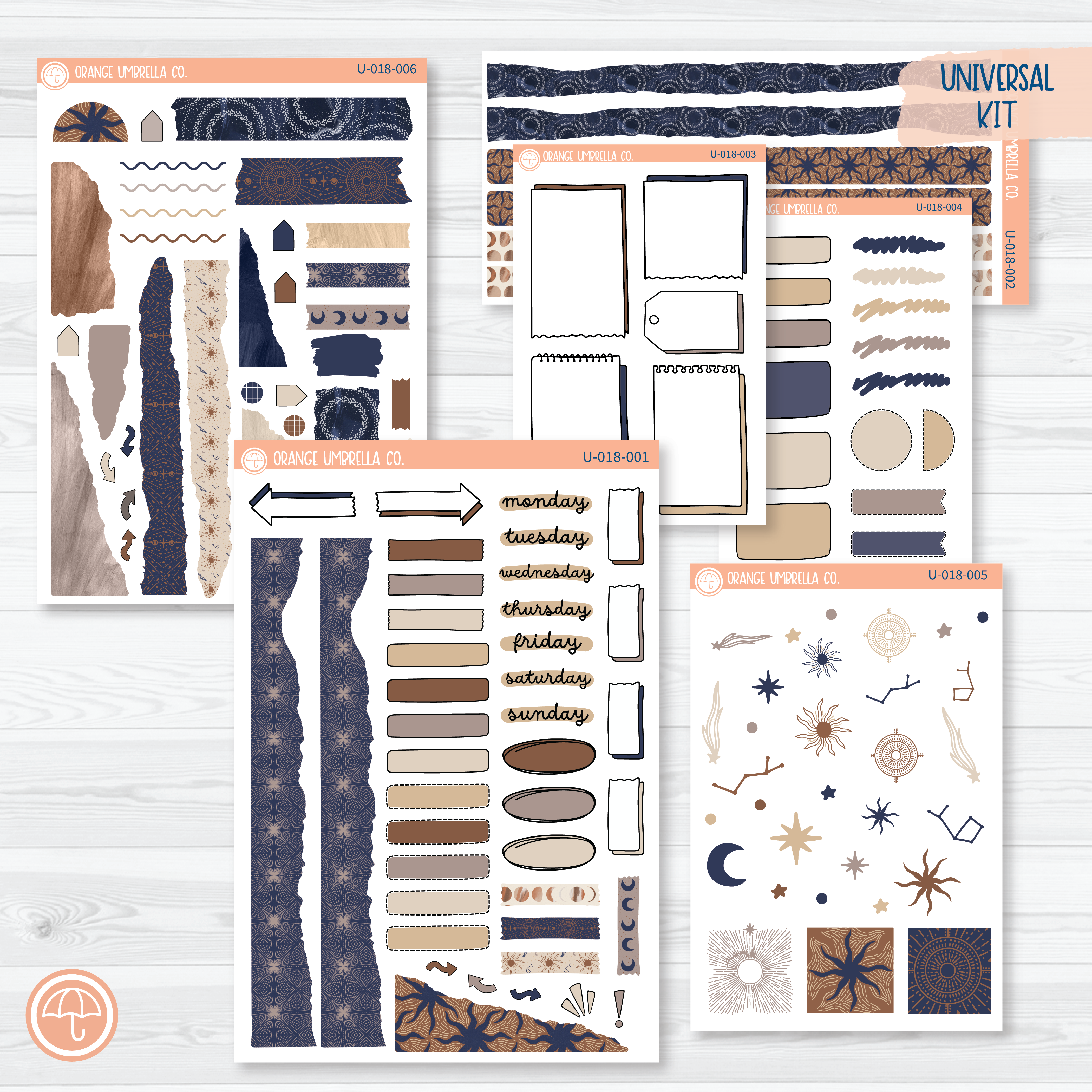 Celestial Stars Universal Planner Kit | Journal Style Planner Kit Stickers | U-018