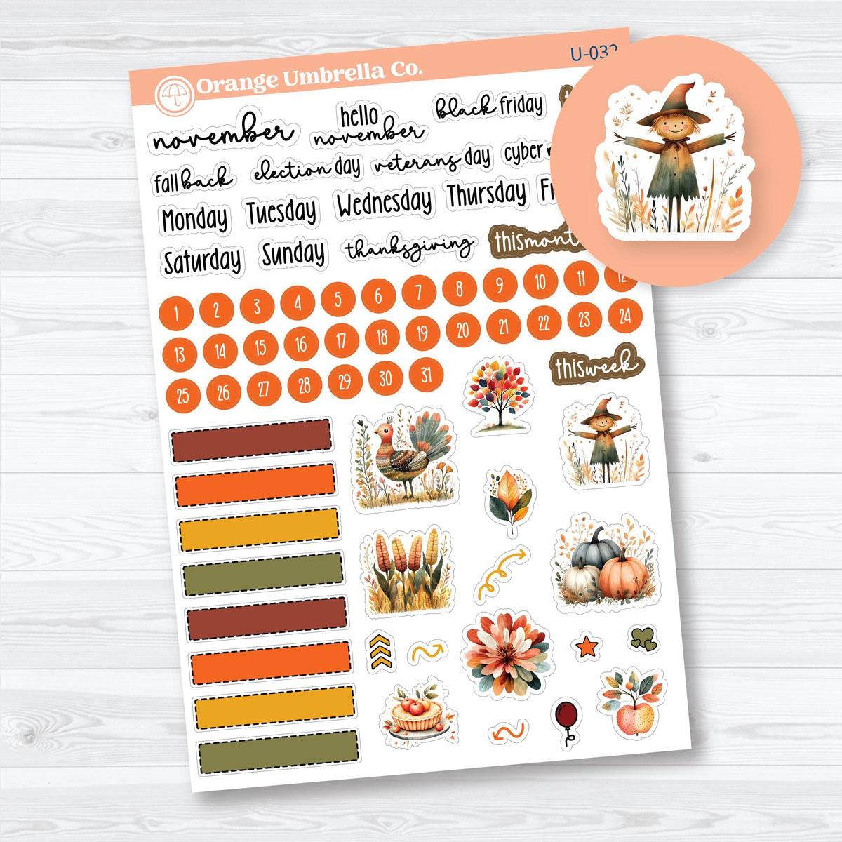 Build Your Own November Journal Kit sticker sheet options for seasonal planning, memory keeping, journaling, and daily notes.

